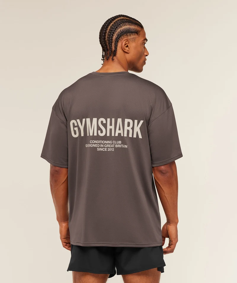 Gymshark Conditioning Club Oversized T-Shirt - Cool Brown/Tinted White