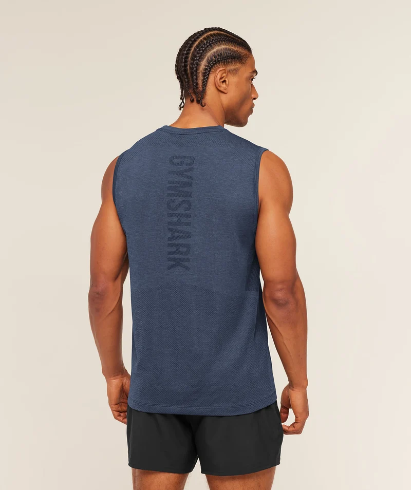Gymshark Lightweight Seamless Tank - Heavy Blue/Marl