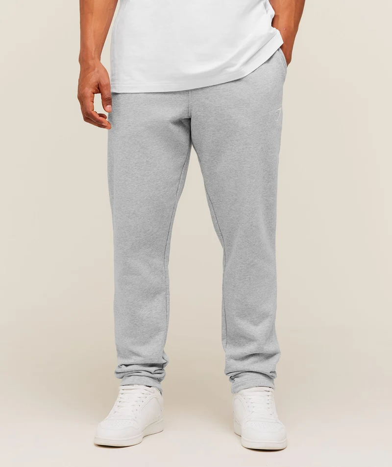 Gymshark Crest Tapered Joggers - Light Grey Core Marl