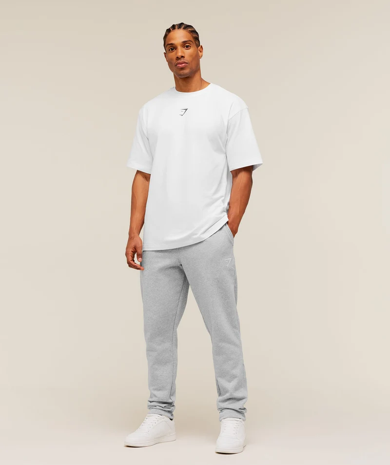 Gymshark Crest Tapered Joggers - Light Grey Core Marl