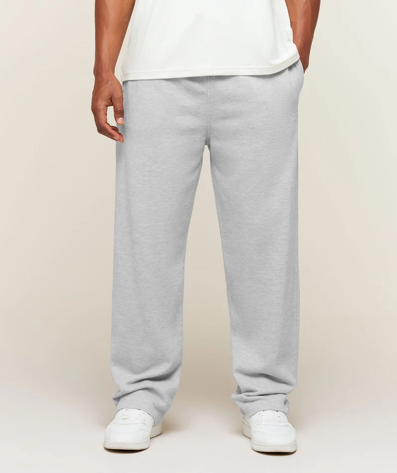 Gymshark Campus Crest Wide Leg Sweatpant - Soft Grey Marl