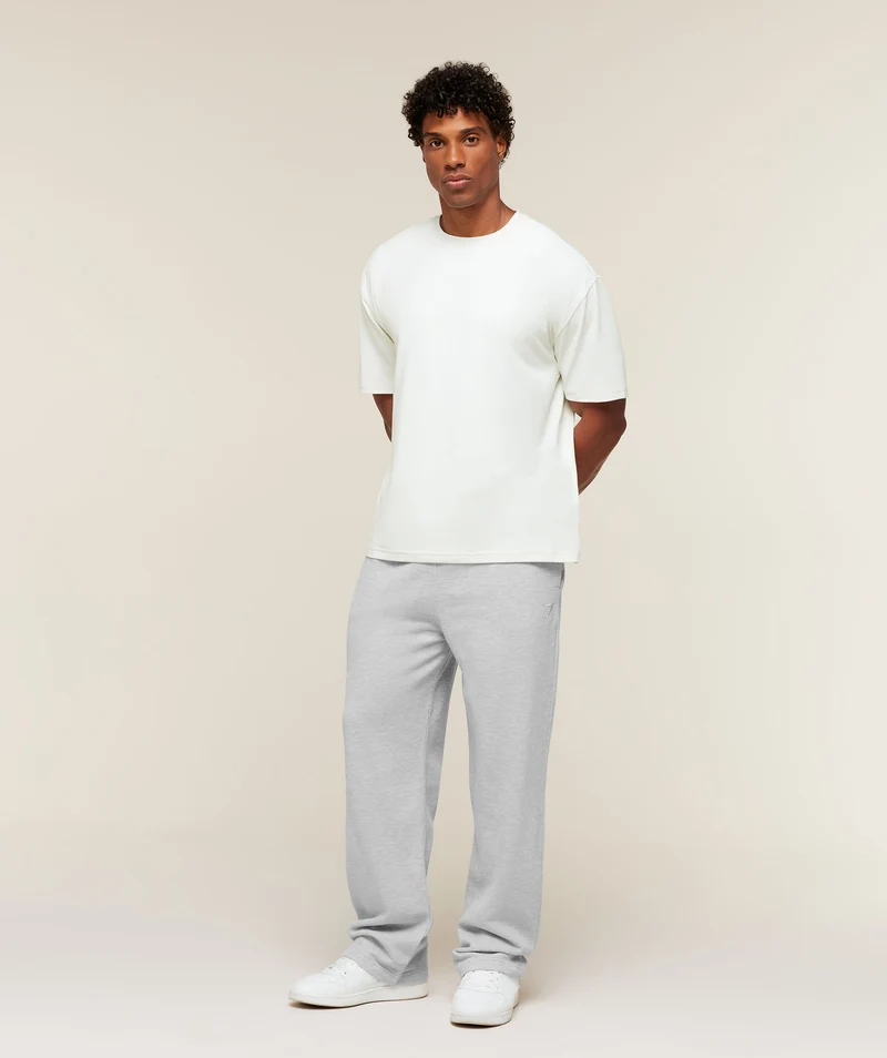 Gymshark Campus Crest Wide Leg Sweatpant - Soft Grey Marl