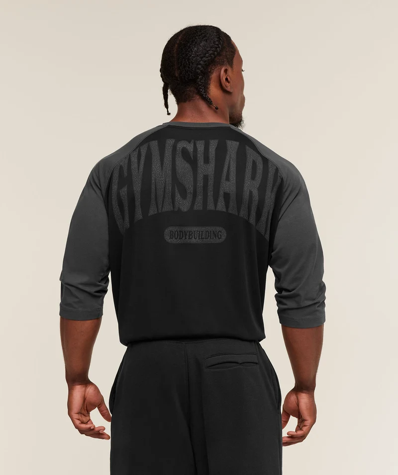 Gymshark 1/3 LS Graphic T-Shirt - Metal Grey/Black