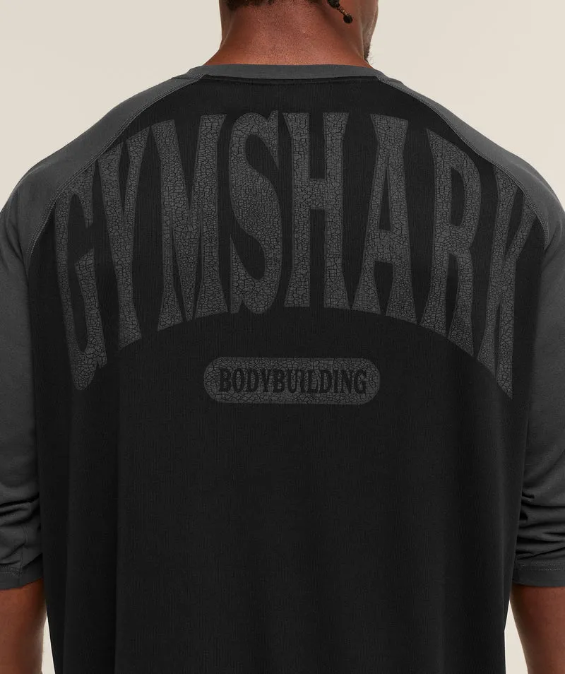 Gymshark 1/3 LS Graphic T-Shirt - Metal Grey/Black