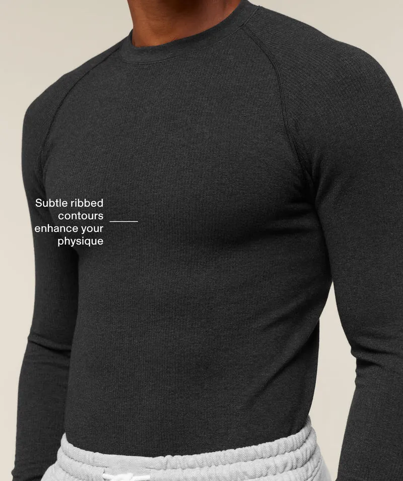Gymshark Cotton Seamless Long Sleeve T-Shirt - Black Marl