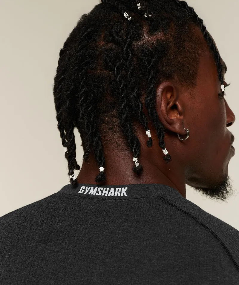 Gymshark Cotton Seamless Long Sleeve T-Shirt - Black Marl
