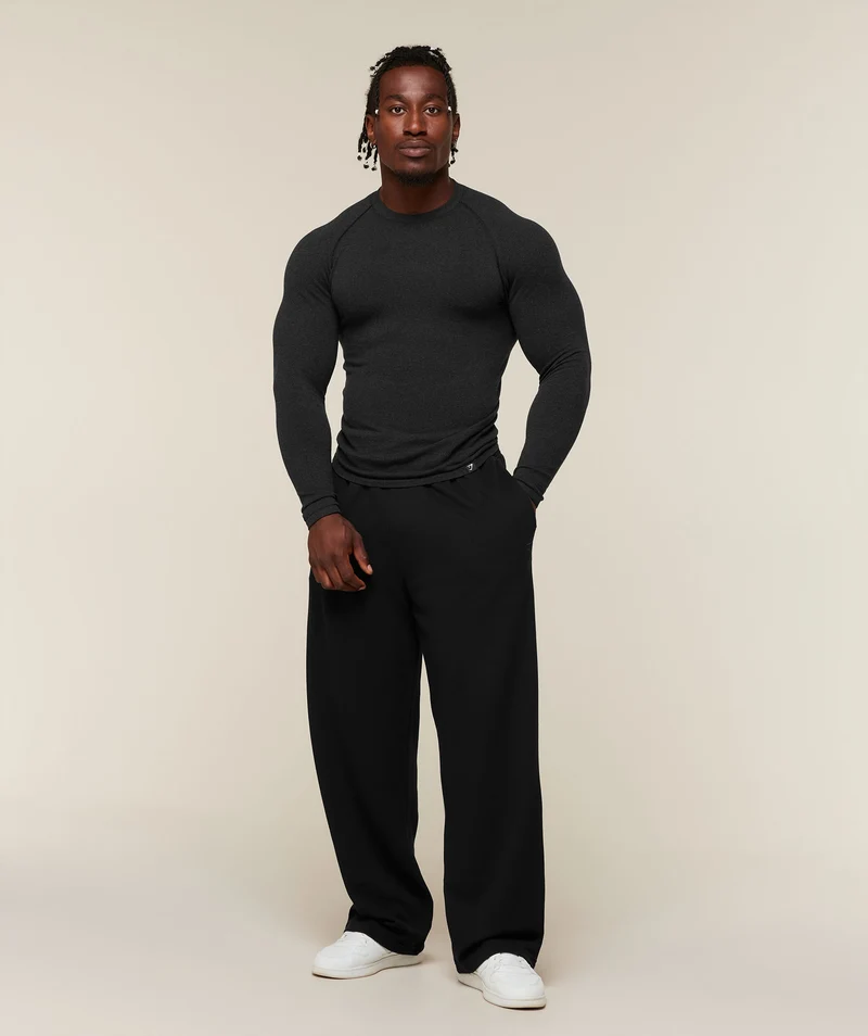 Gymshark Cotton Seamless Long Sleeve T-Shirt - Black Marl