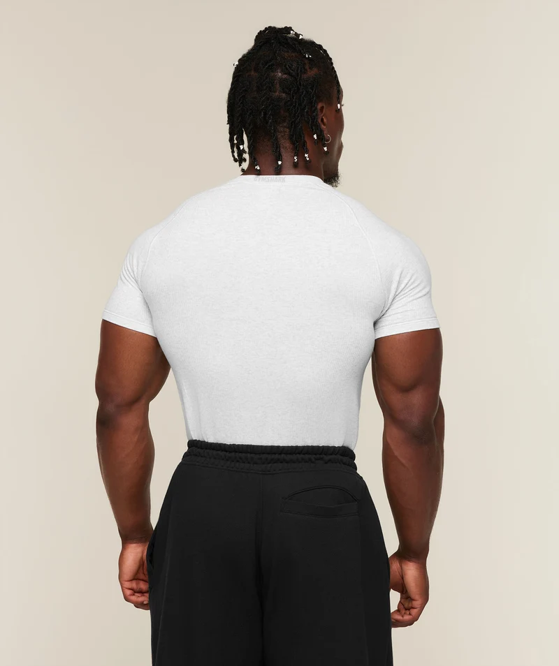 Gymshark Cotton Seamless T-Shirt - White Grey Marl