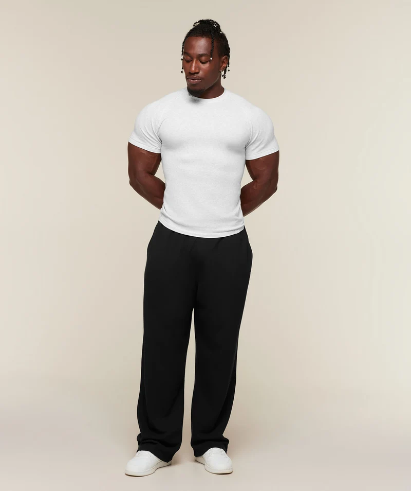 Gymshark Cotton Seamless T-Shirt - White Grey Marl