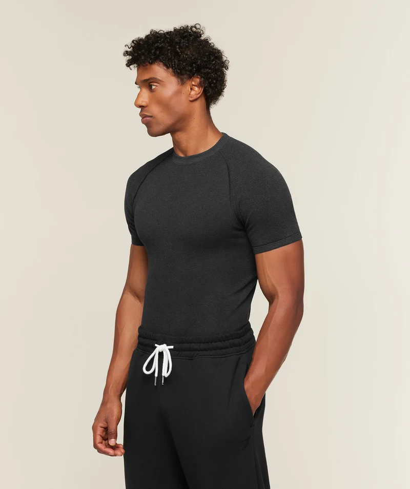 Gymshark Cotton Seamless T-Shirt - Black Marl