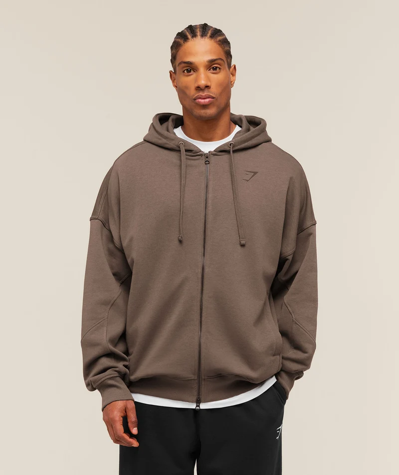 Gymshark Power Zip Up Hoodie - Soft Brown
