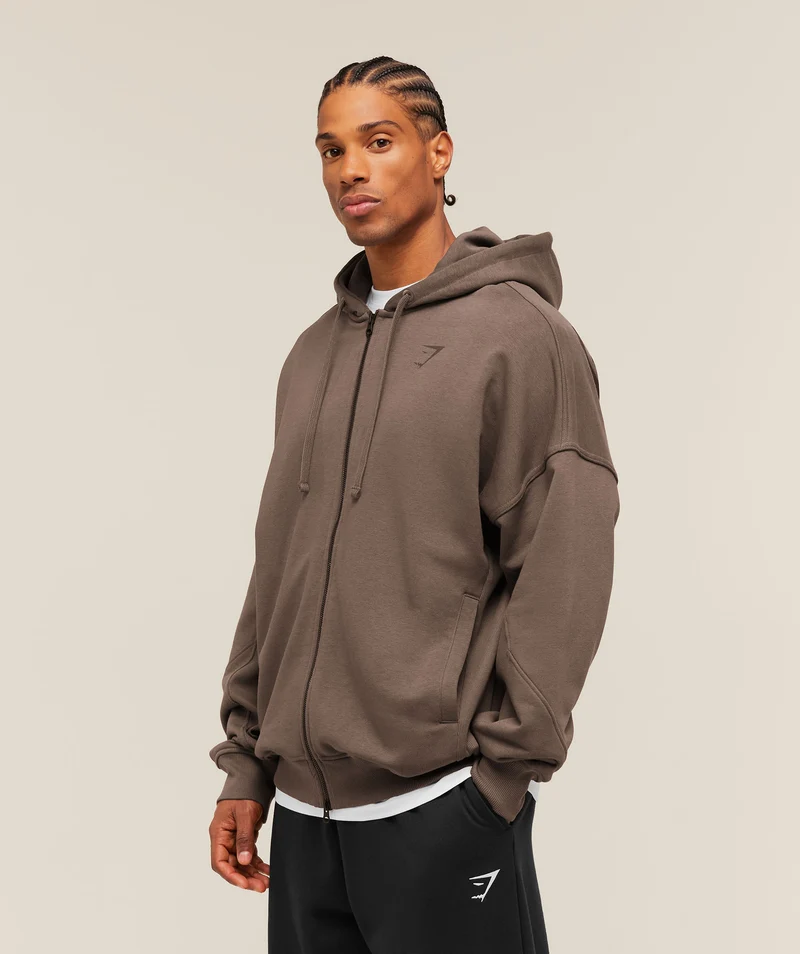 Gymshark Power Zip Up Hoodie - Soft Brown