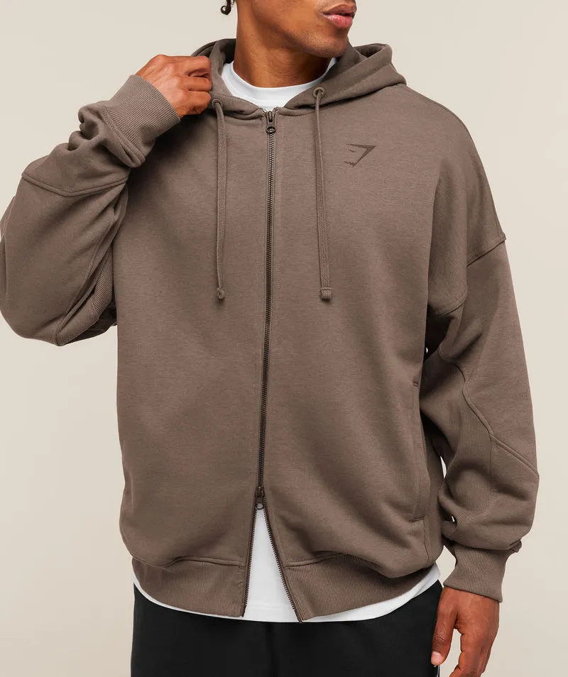 Gymshark Power Zip Up Hoodie - Soft Brown