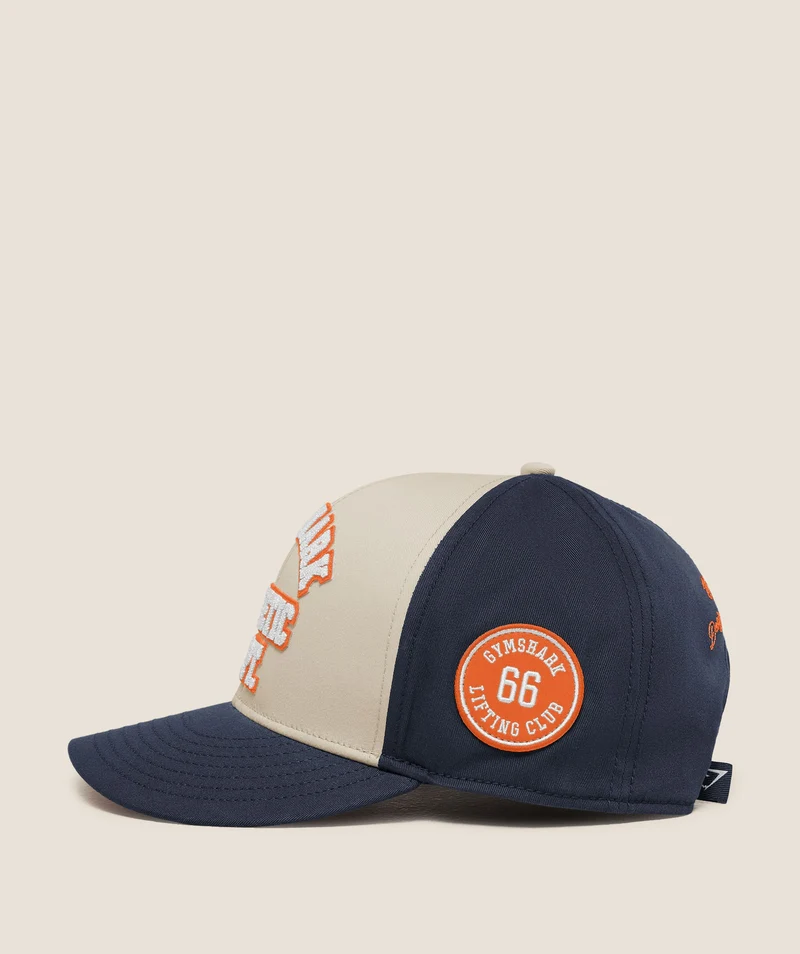 Gymshark 6 Panel Collegiate Trucker - Tinted White/Heavy Blue
