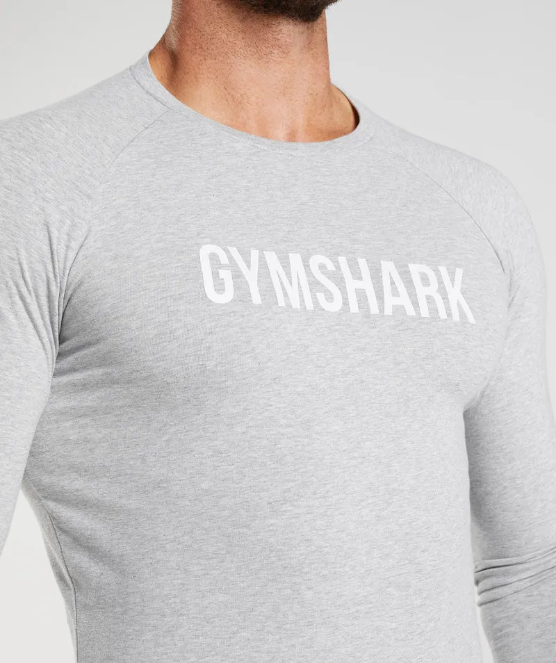 Gymshark Apollo Muscle Fit Long Sleeve T-Shirt - Light Grey Marl