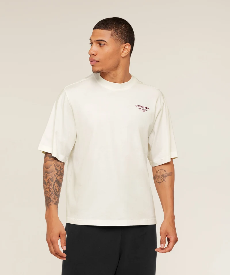 Gymshark Strength Stars Washed Graphic T-Shirt - Soft White