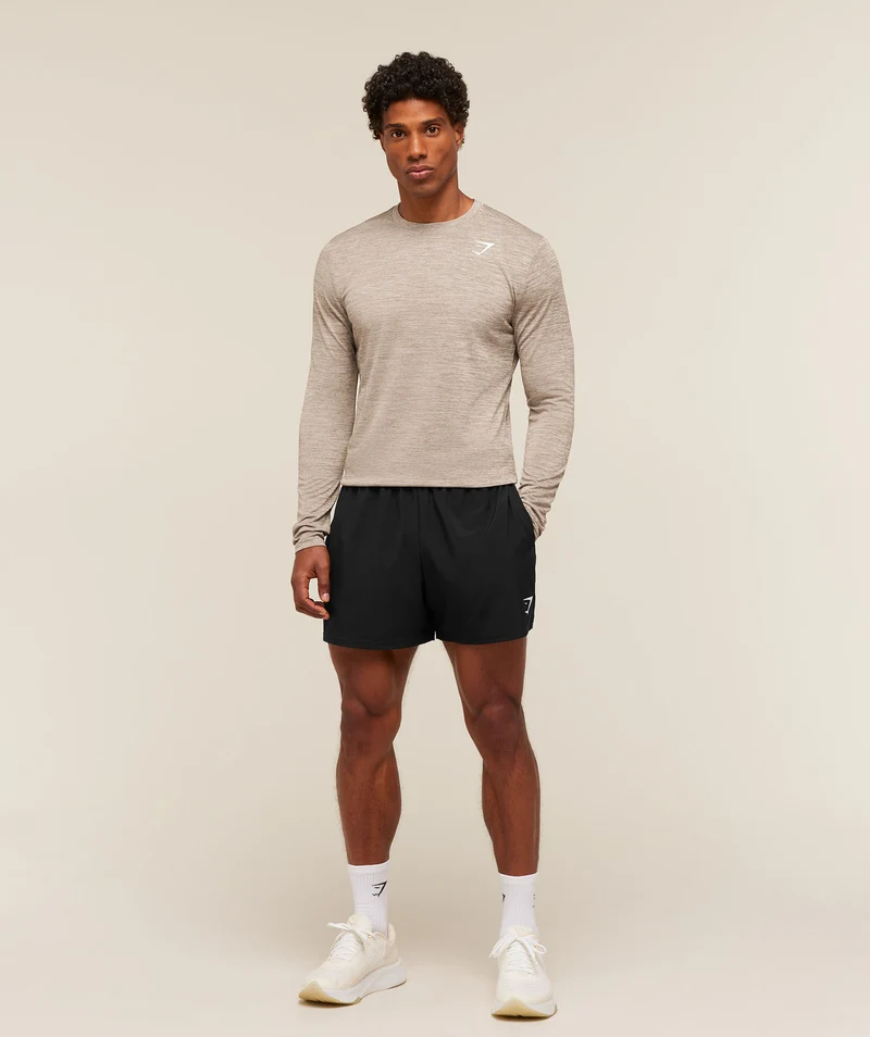 Gymshark Arrival Long Sleeve T-Shirt - Chalk Beige/Lifestyle Brown