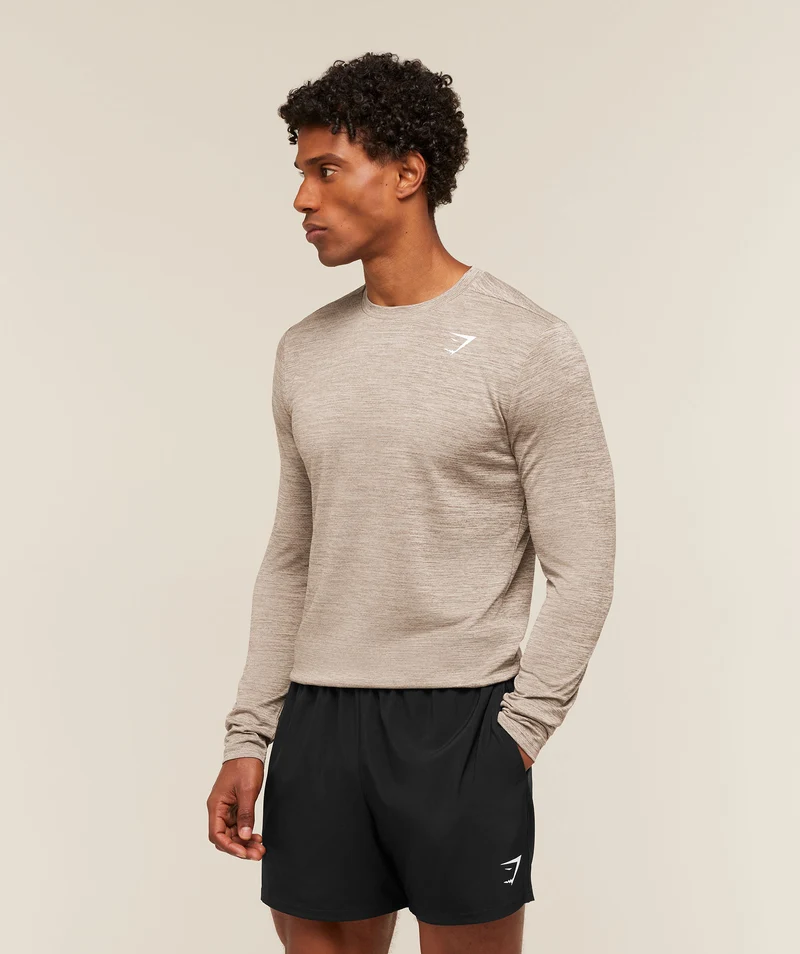 Gymshark Arrival Long Sleeve T-Shirt - Chalk Beige/Lifestyle Brown