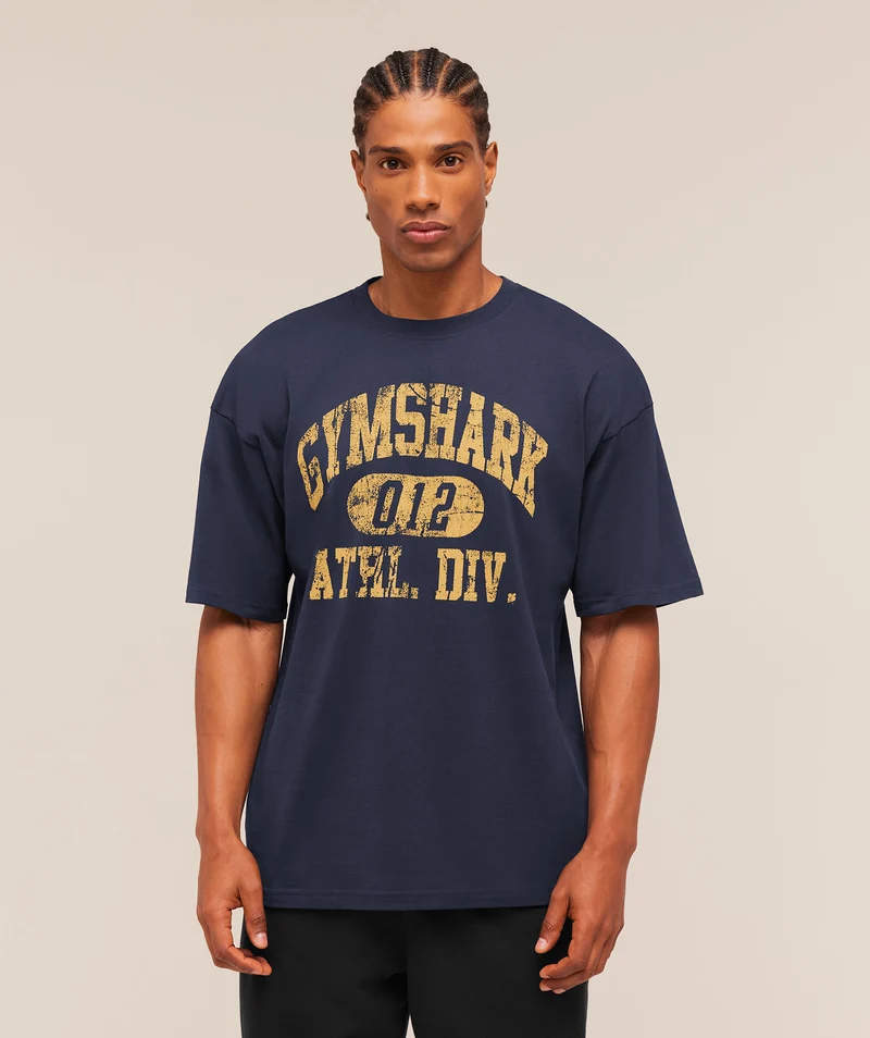 Gymshark Athletic Division Graphic T-Shirt - Heavy Blue