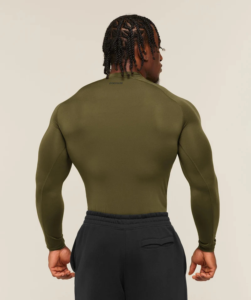 Gymshark Element Baselayer Long Sleeve T-Shirt - Canvas Green
