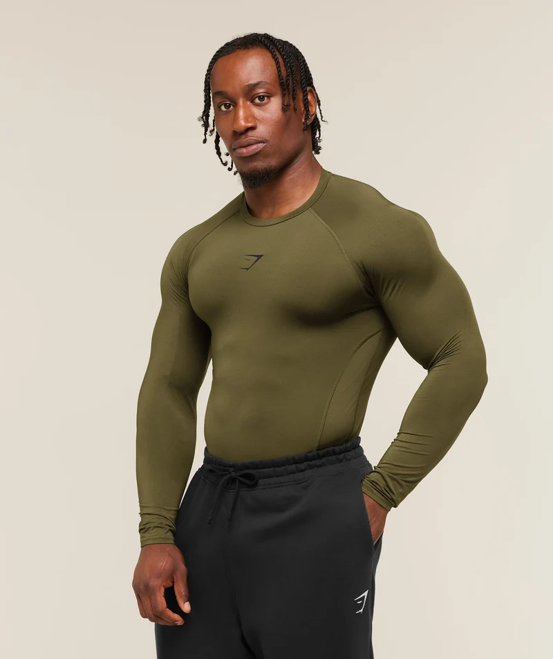 Gymshark Element Baselayer Long Sleeve T-Shirt - Canvas Green