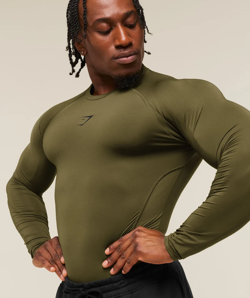 Gymshark Element Baselayer Long Sleeve T-Shirt - Canvas Green
