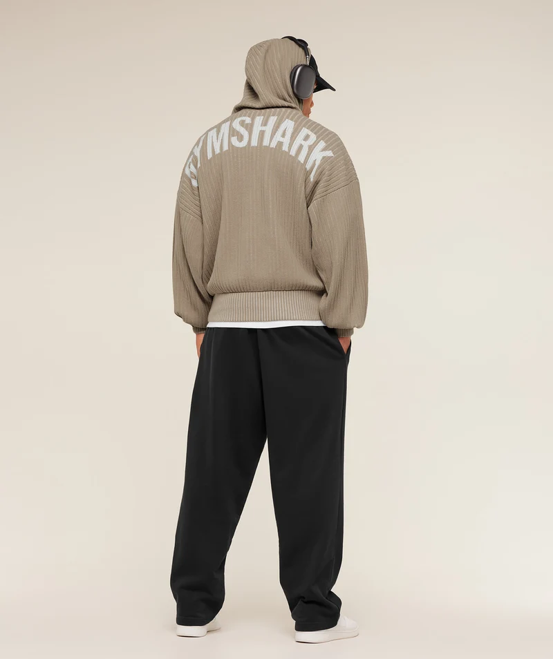 Gymshark x Saalt Studios Knitted Hoodie - Cement Brown/Oat White