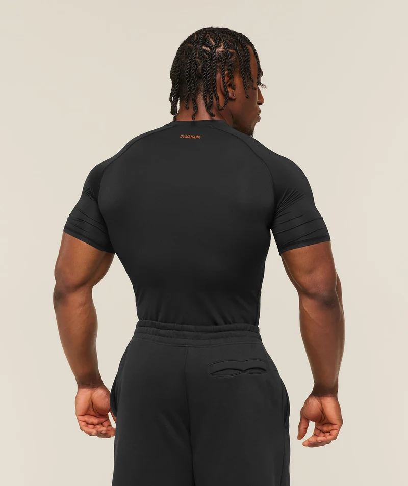 Gymshark Element Baselayer T-Shirt - Black/Nutmeg Orange