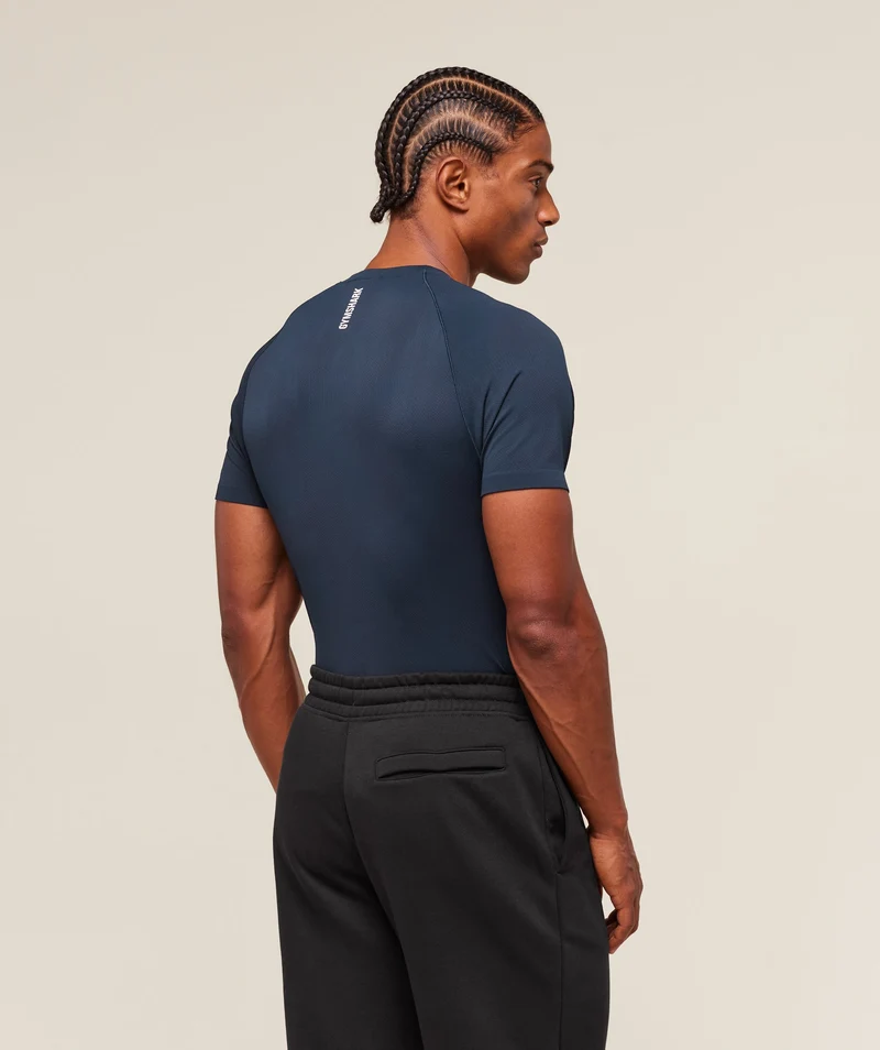 Gymshark Geo Seamless T-Shirt - Navy/Heavy Blue