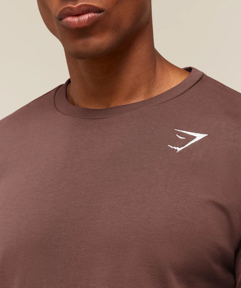 Gymshark Crest Long Sleeve T-Shirt - Espresso Brown