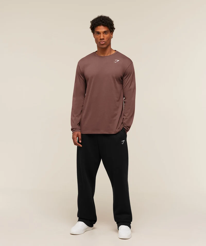 Gymshark Crest Long Sleeve T-Shirt - Espresso Brown
