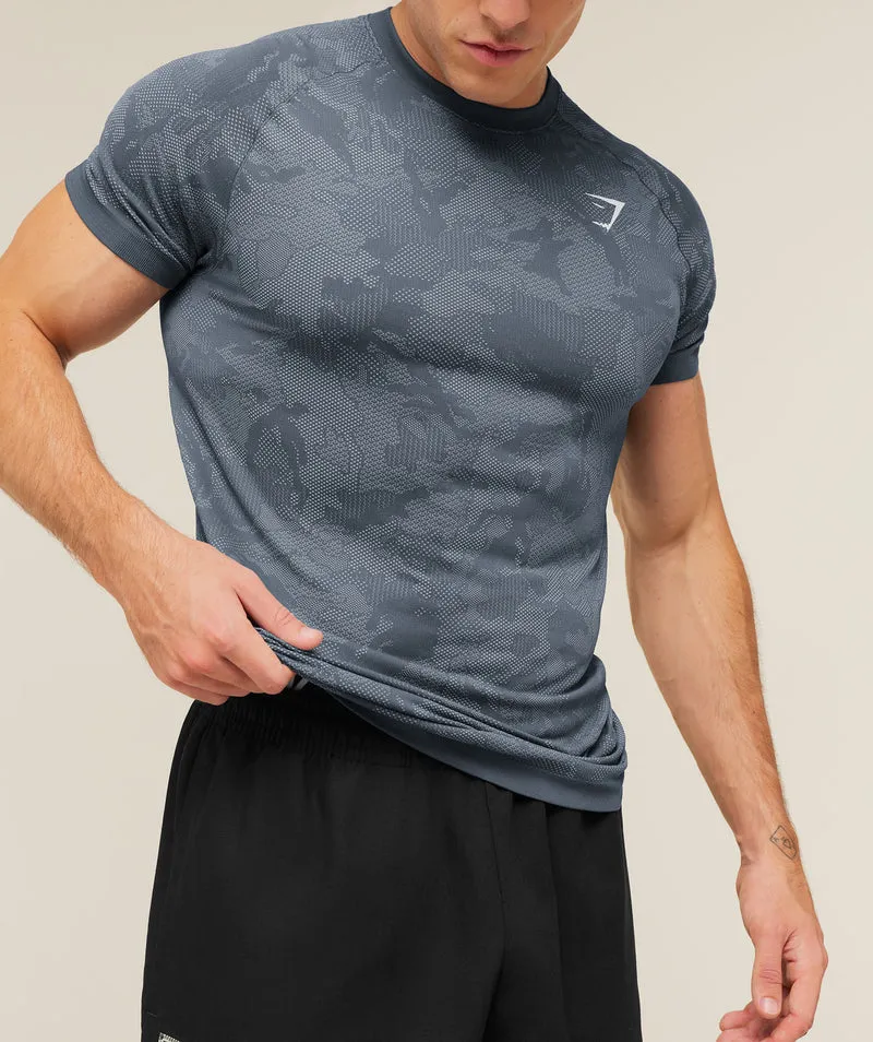 Gymshark Geo Seamless T-Shirt - Shadow Blue/Tranquil Blue
