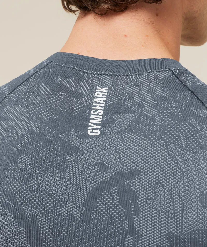 Gymshark Geo Seamless T-Shirt - Shadow Blue/Tranquil Blue
