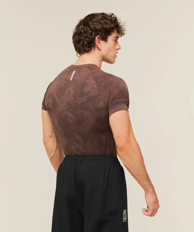 Gymshark Geo Seamless T-Shirt - Espresso Brown/Black