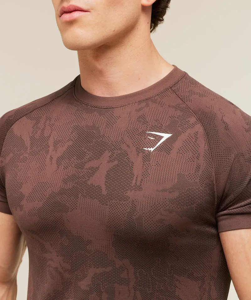 Gymshark Geo Seamless T-Shirt - Espresso Brown/Black