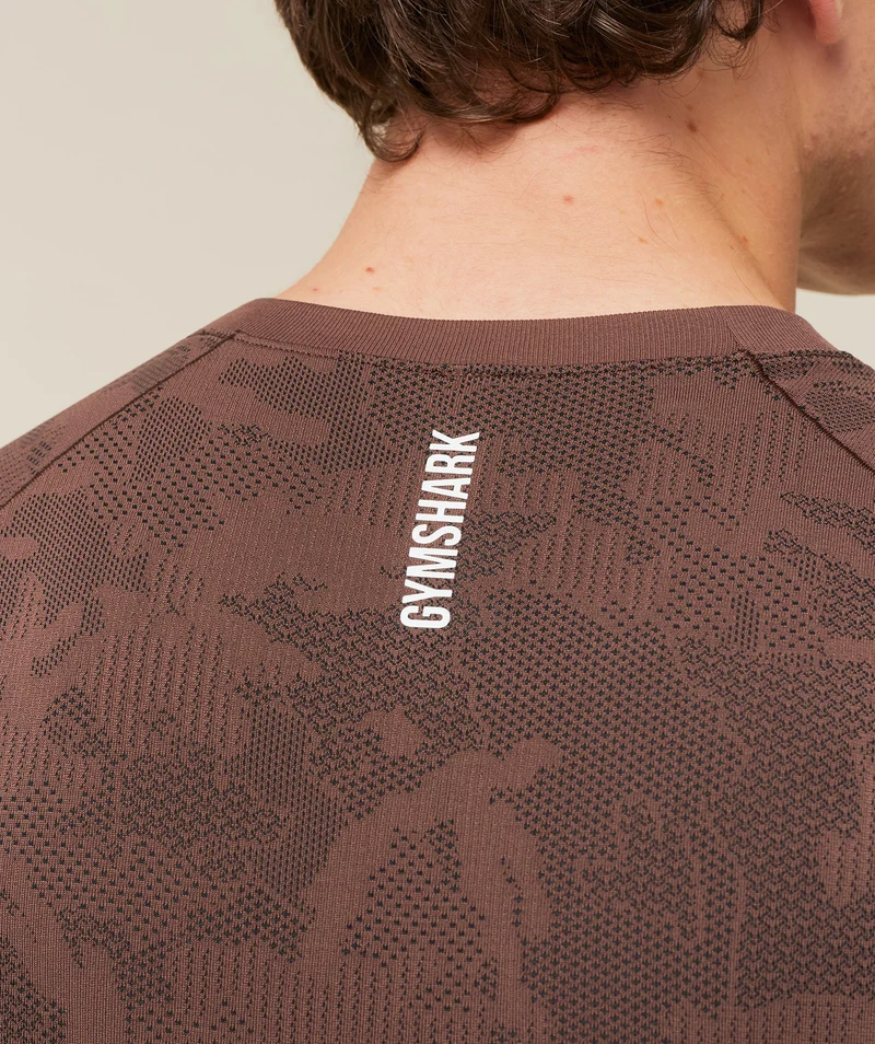 Gymshark Geo Seamless T-Shirt - Espresso Brown/Black