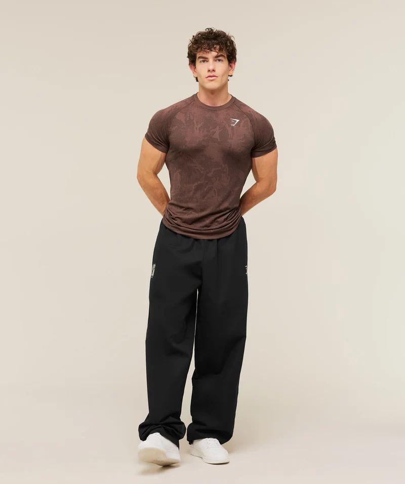 Gymshark Geo Seamless T-Shirt - Espresso Brown/Black