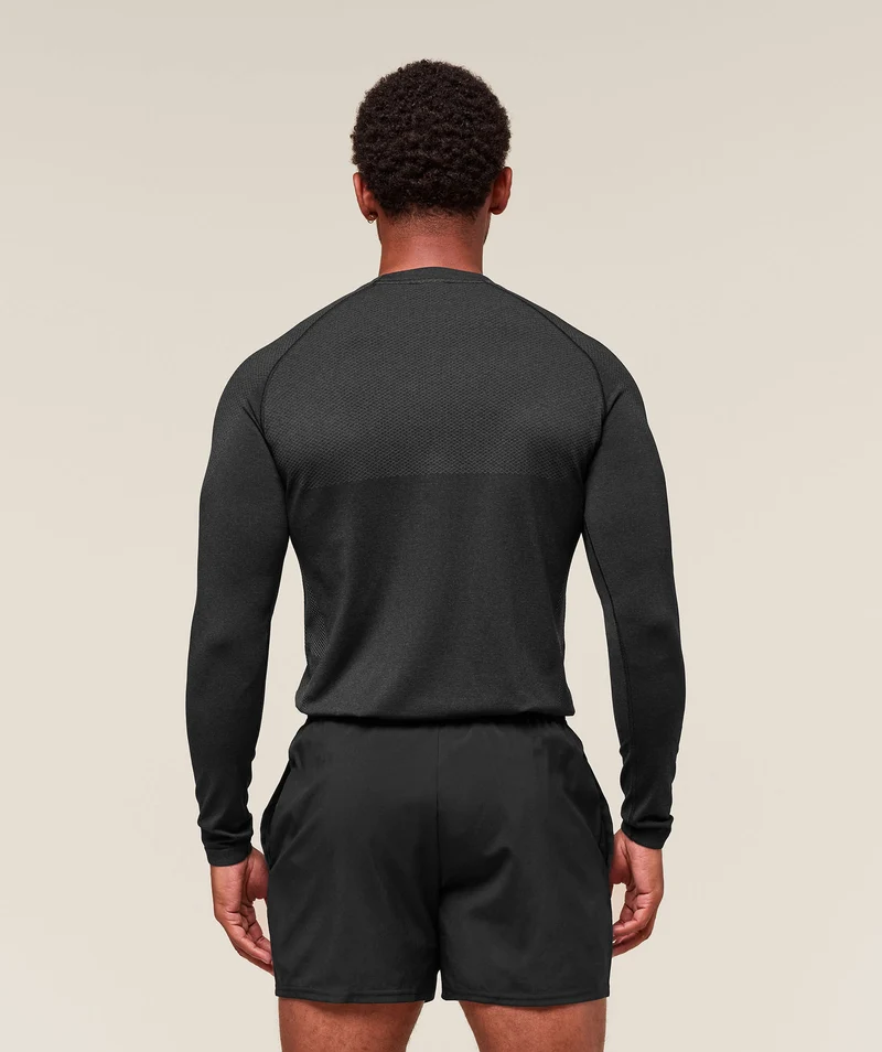 Gymshark Vital Seamless Long Sleeve T-Shirt - Black/Silhouette Grey