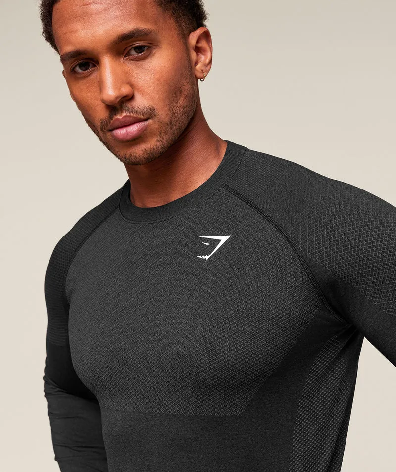 Gymshark Vital Seamless Long Sleeve T-Shirt - Black/Silhouette Grey