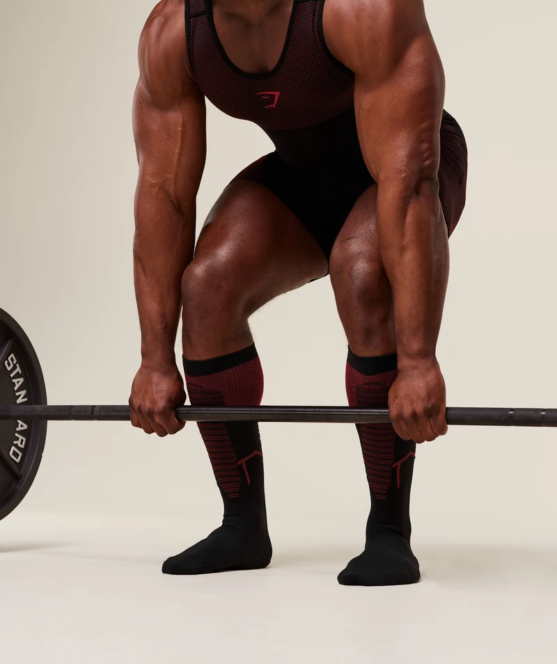Gymshark Lifting Socks - Black/Carmine Red