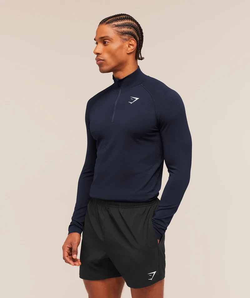 Gymshark Vital Seamless 1/4 Zip - Navy/Heavy Blue