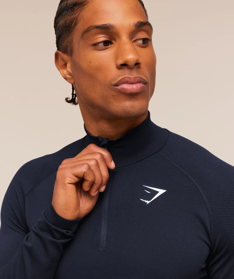 Gymshark Vital Seamless 1/4 Zip - Navy/Heavy Blue