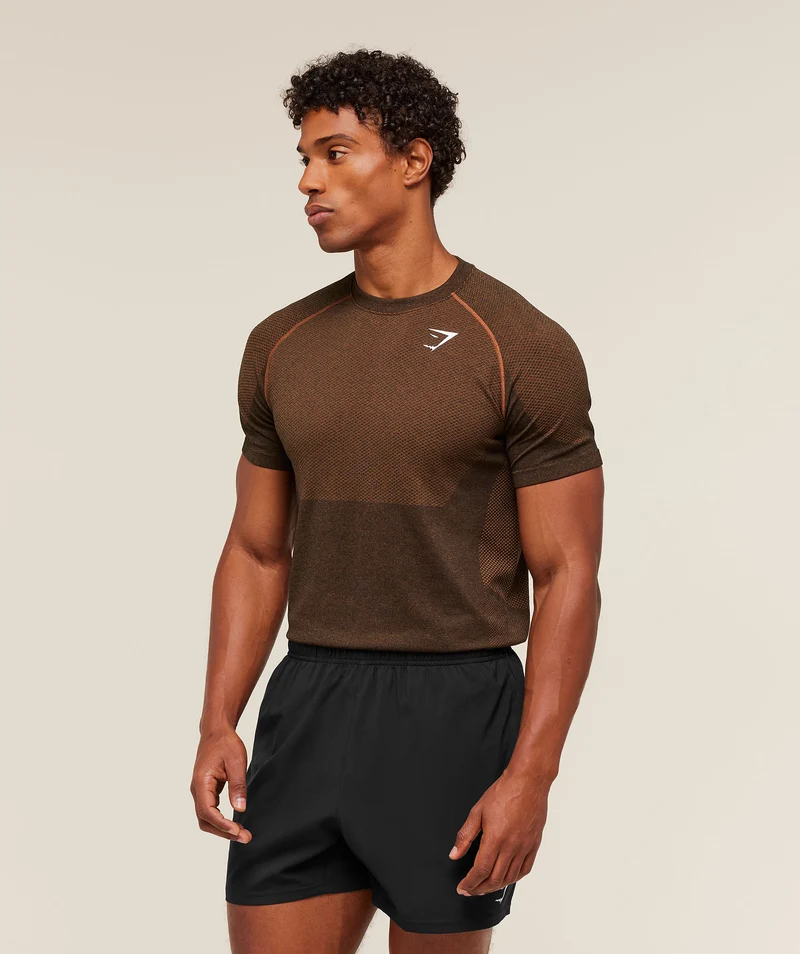 Gymshark Vital Seamless T-Shirt - Black/Spiced Brown