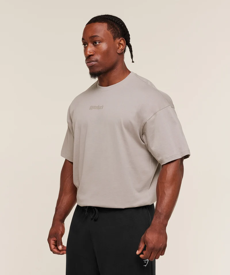 Gymshark Olde English T-Shirt - Mushroom Grey
