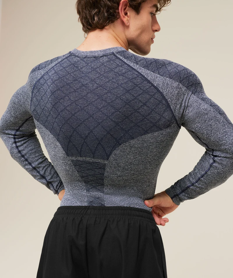 Gymshark Devant Seamless Long Sleeve T-Shirt - Heavy Blue