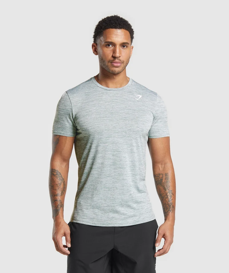 Gymshark Arrival Marl T-Shirt - Celeste Blue/White Marl