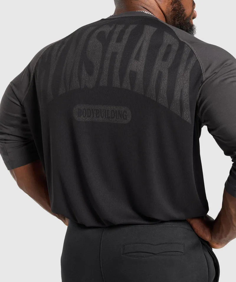 Gymshark 1/3 LS Graphic T-Shirt - Black/Asphalt Grey