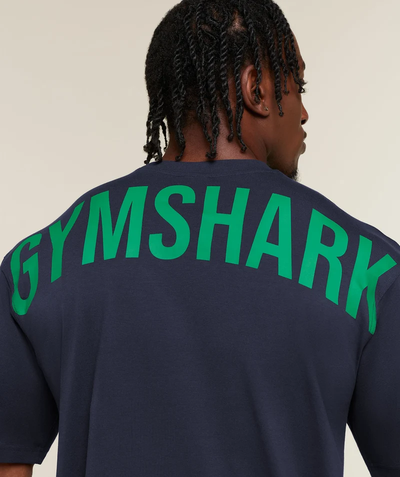 Gymshark Power T-Shirt - Heavy Blue/Track Green