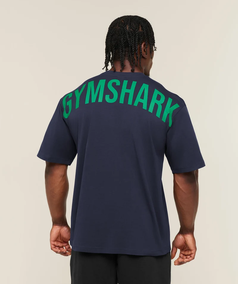 Gymshark Power T-Shirt - Heavy Blue/Track Green