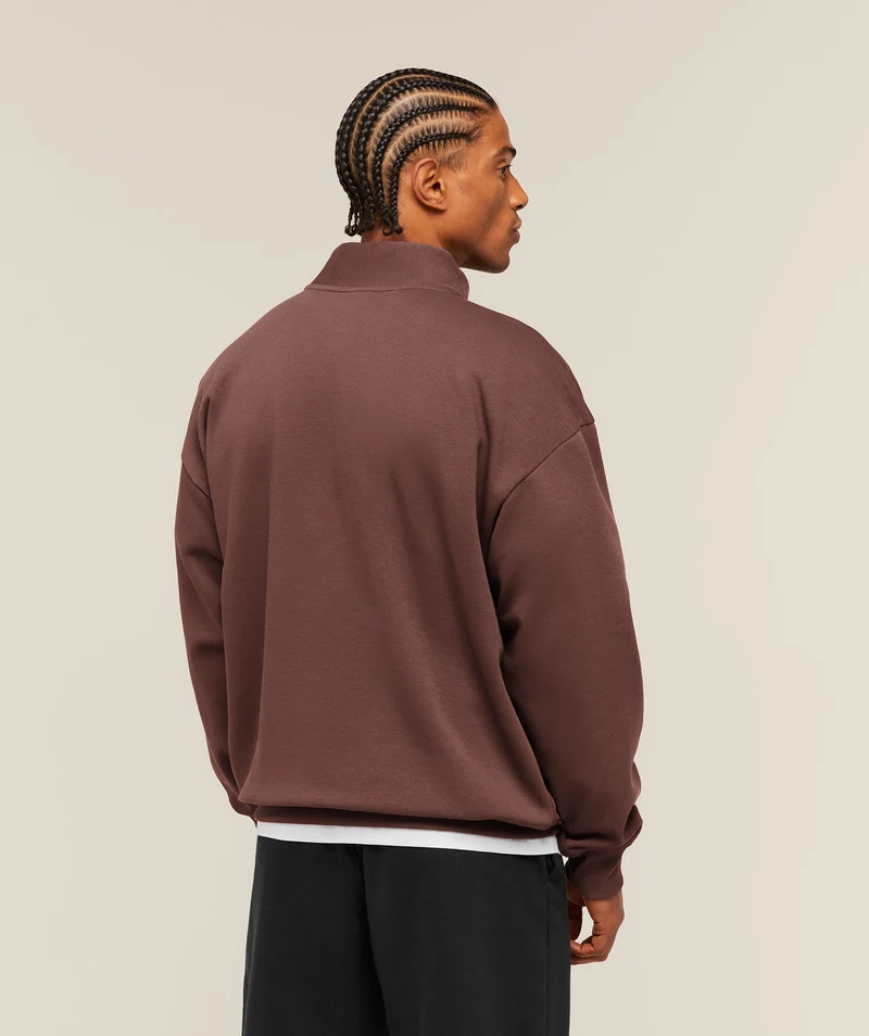Gymshark Crest Oversized 1/4 Zip - Espresso Brown